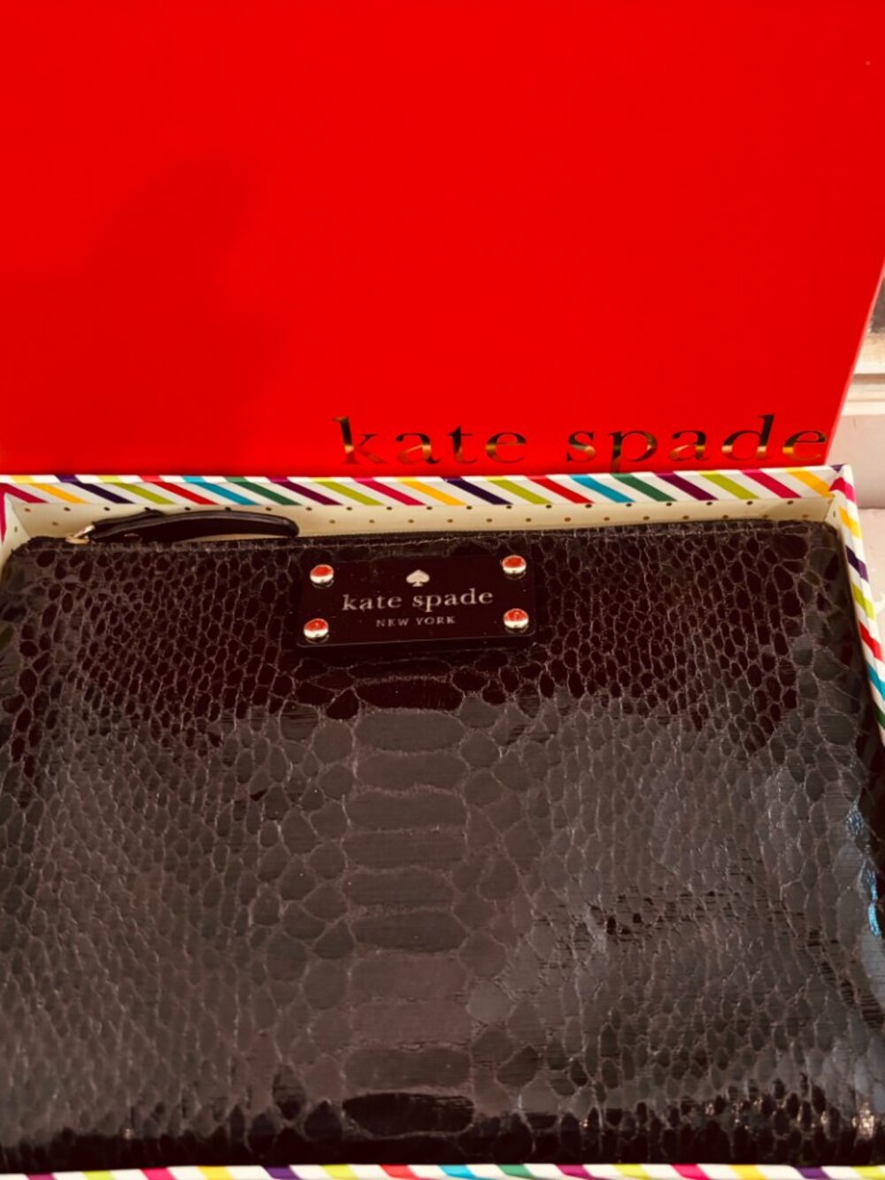 Kate Spade Black Snakeskin Pouch